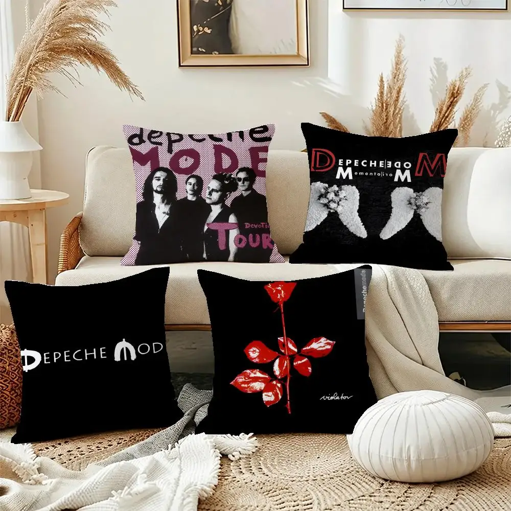 Synth Band Depeche Mode Cushion Cover Short Plush Pillowcase, Washable Wrinkle Resistant Cover for Bedroom Gift