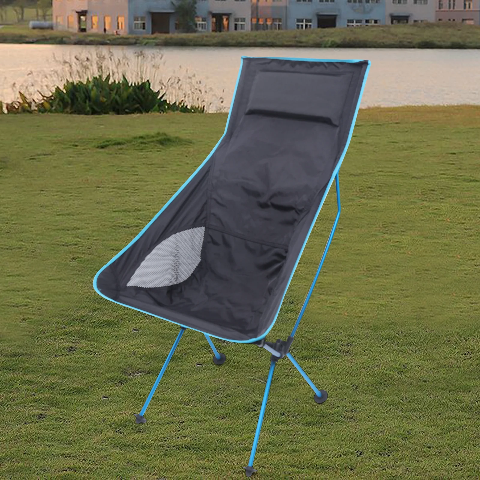 Foldable Picnic Camping Portable Fishing Chairs Beach Chairs Outdoor Garden Park Single Chair Backrest Cushion W/Storage bag