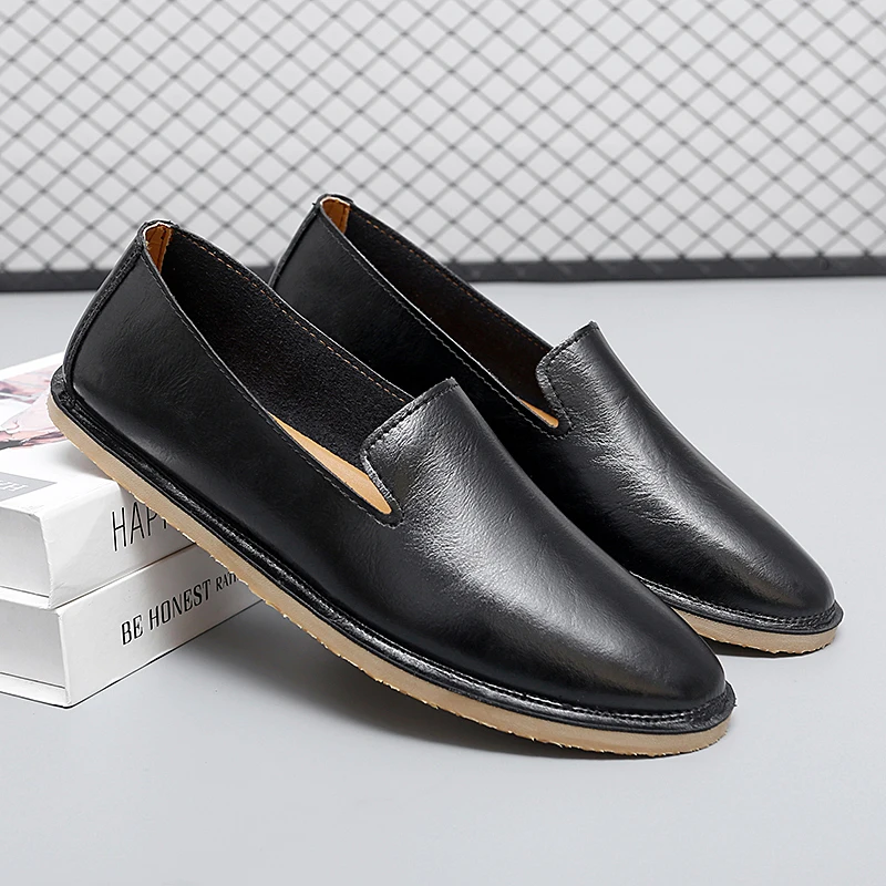 

Men's Fashion Leather Slip-On Loafers Business Casual Shoes for Men Memory Foam Insole Comfortable Driving Shoes for Work