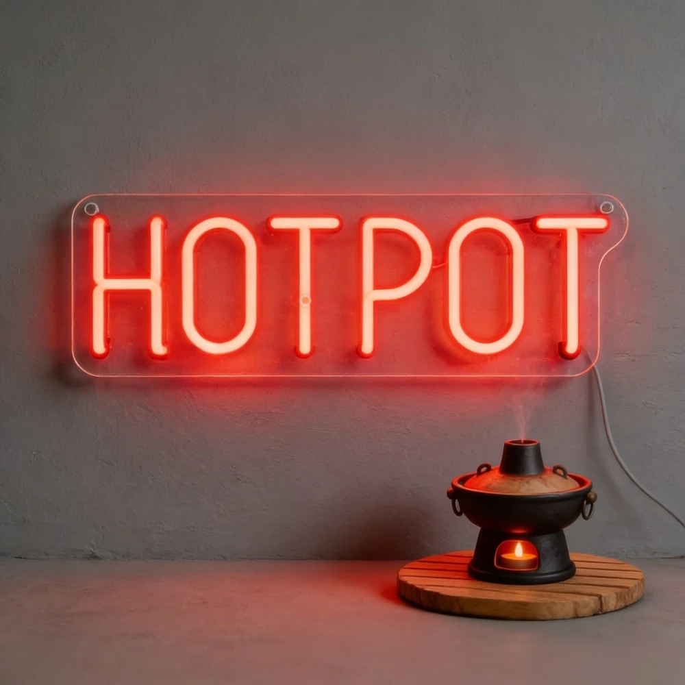 

HOTPOT LED Neon Sign for Restaurant Bar Home Party Decor Creates Warm Cozy Gathering Atmosphere Unique Gift Wall Art Lighting
