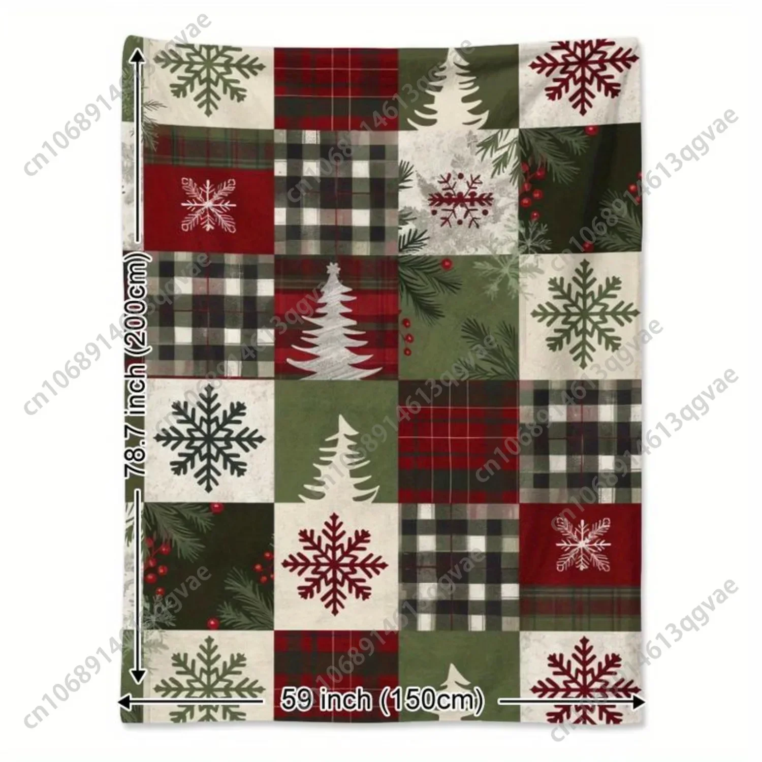 Christmas Blanket Soft Warm Flannel Cozy with Vintage Red Buffalo Check & Snowflake Design Perfect for Naps Camping Travel 4