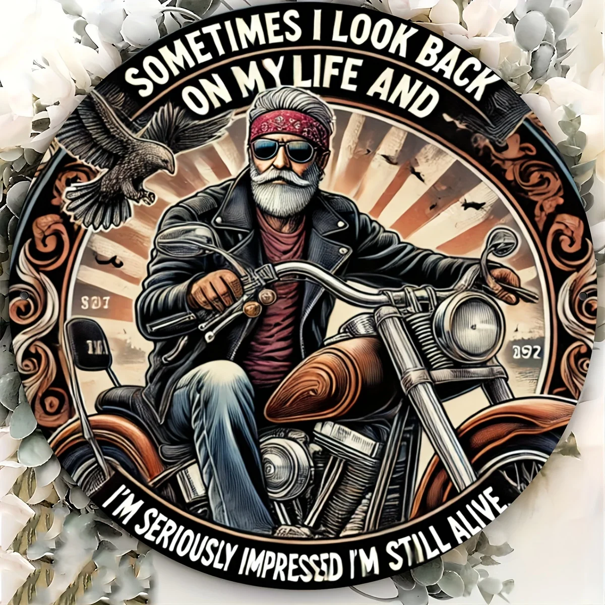 

2D Flat, 2D Flat Wall Art Fun Motorcycle Sign, Artist Painting Set, Frameless Wall Decoration, Suitable for Hallway, Bathroom, D