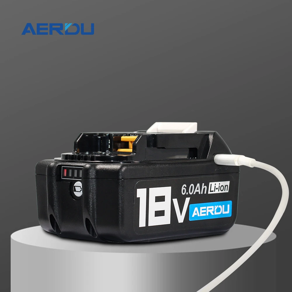

AERDU for Makita 18V Battery for Makita Power Tools with Type-C Output And Charging Compatible with BL1830 BL1860 BL1850 BL1860B