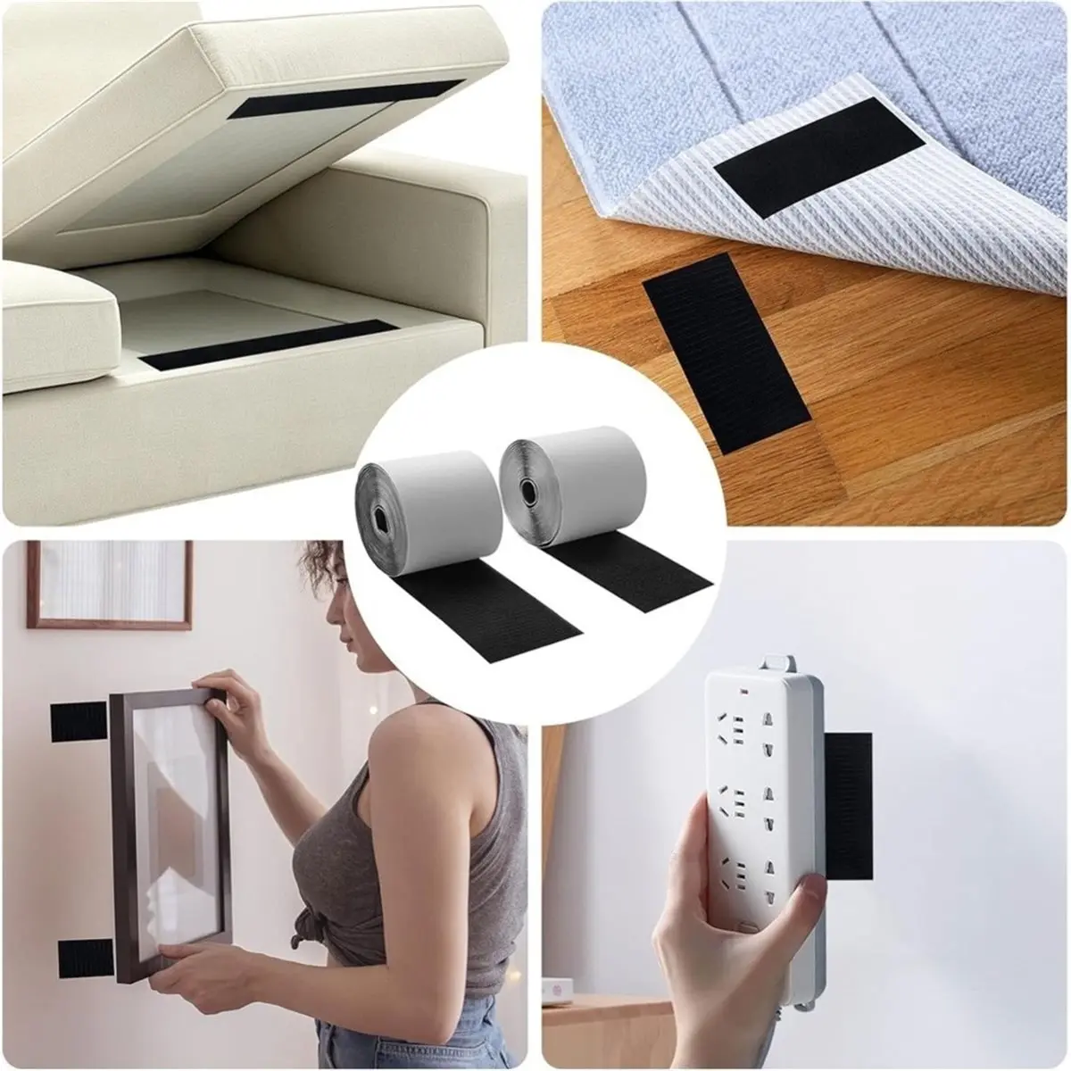 4 Inch X 10 Feet Heavy Duty Adhesive Hook and Loop Tape,Couch Cushion Grip to Keep Furniture Cushions From Sliding