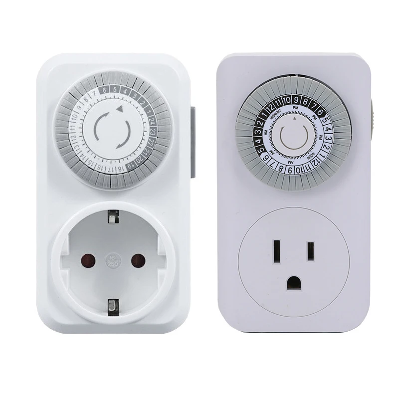Germany US UK Plug Mechanical Timer Socket 24-Hour Cycle Automatic Switch Electrical Outlet Need Timed Lights, Fans, Fish Tanks