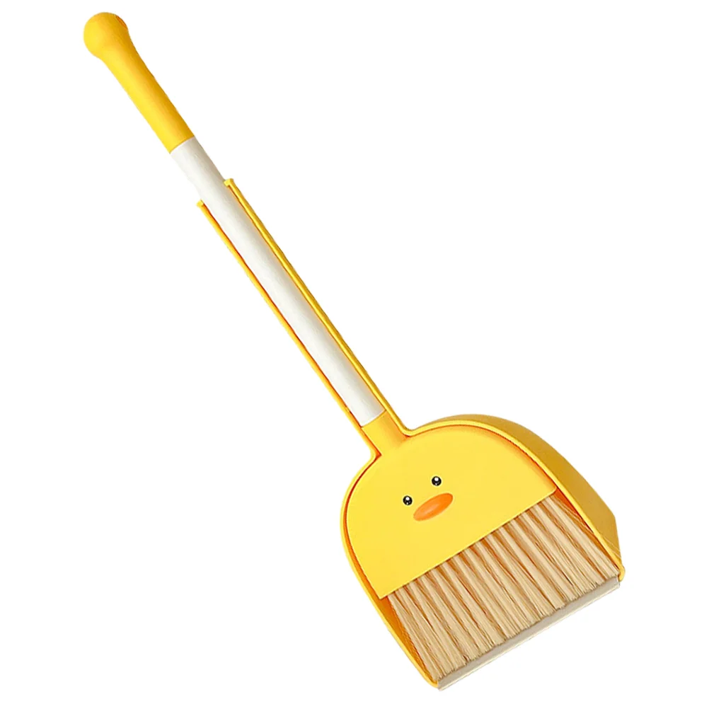 Small Broom Children's Housework Early Education Cartoon Duck Mini Dustpan Set Yellow Plastic Toddler Desktop Cleaning Baby