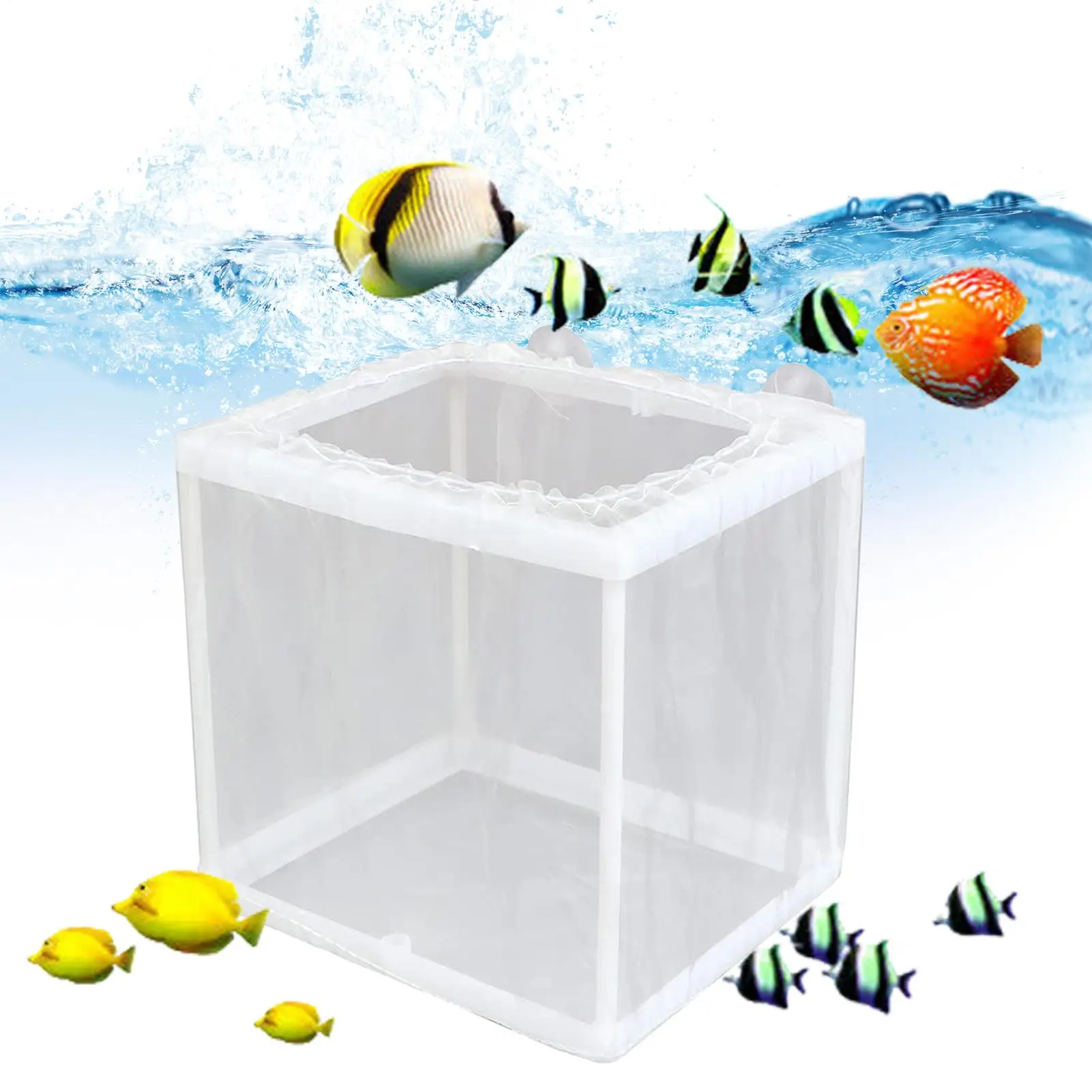 Fischzuchtbox DIY Aquarium-Brutkasten Netzbox zur Trennung von Jungfischen Inkubator-Box für Fischbrüterei mit Saugnapf
