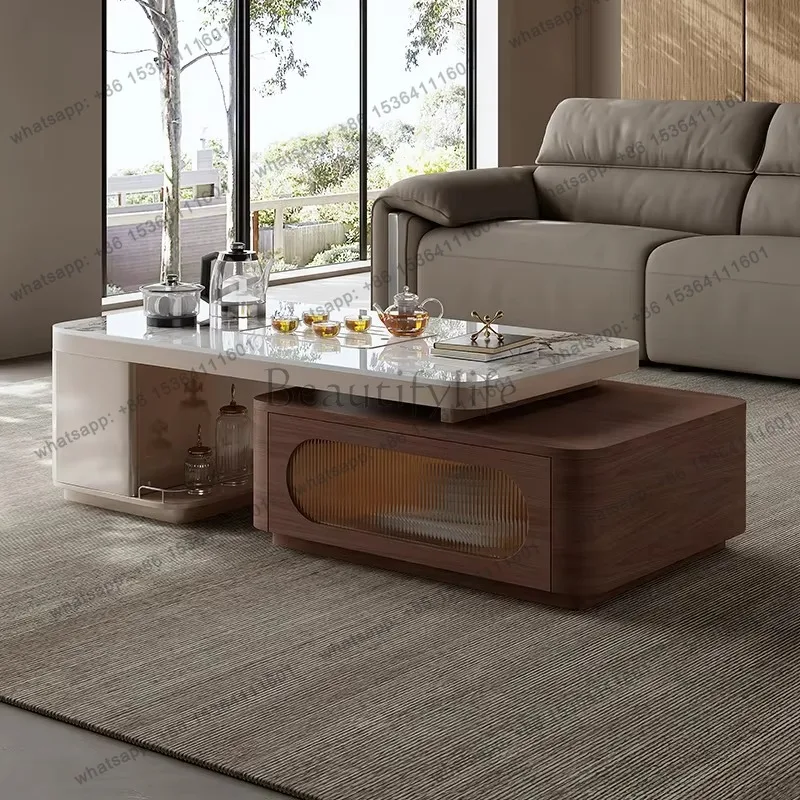 Rock Plate Integrated End Table Living Room Household Multifunctional Tea Table Retractable Unique Salontafel Furniture Home