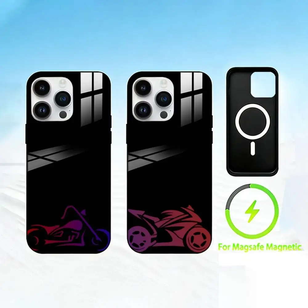 

L-Line motorcycle Phone Case For iPhone 17 16 15 14 13 12 Pro Max Plus for Mirror Wireless Magnetic Cover