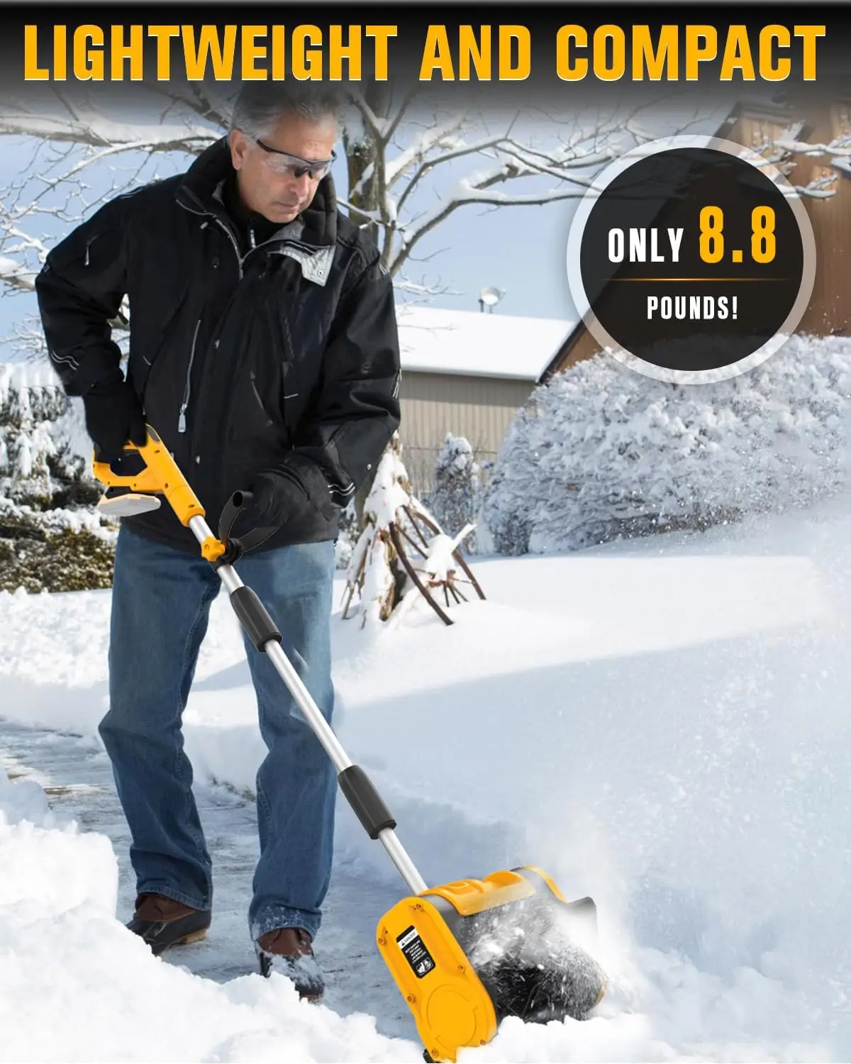 Pala da neve pieghevole Batteria al litio elettrica 21V Lancia neve Spazzaneve portatile Spazzatrice da neve per uso domestico Spazzaneve a spinta manuale