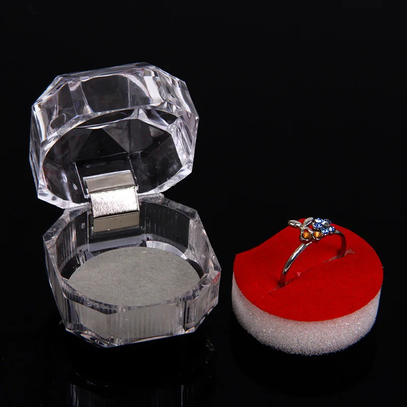 20pcs Acrylic Crystal Ring Boxes for Wedding Jewelry