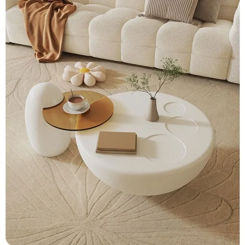 Cream wind light color high-end cat claw coffee table combination, simple modern home leisure small household living room table