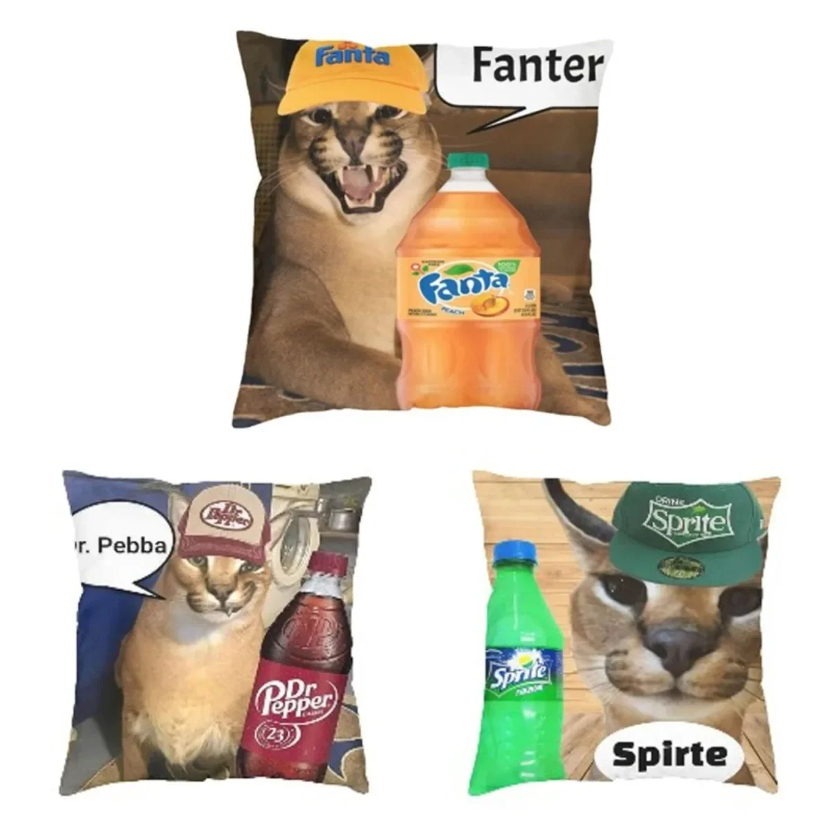 

Fanter Big Floppa Cat Meme Cushion Cover 45x45cm 18x18Inch Decoration Print Funny Caracal Throw Pillow for Living Room Two Side