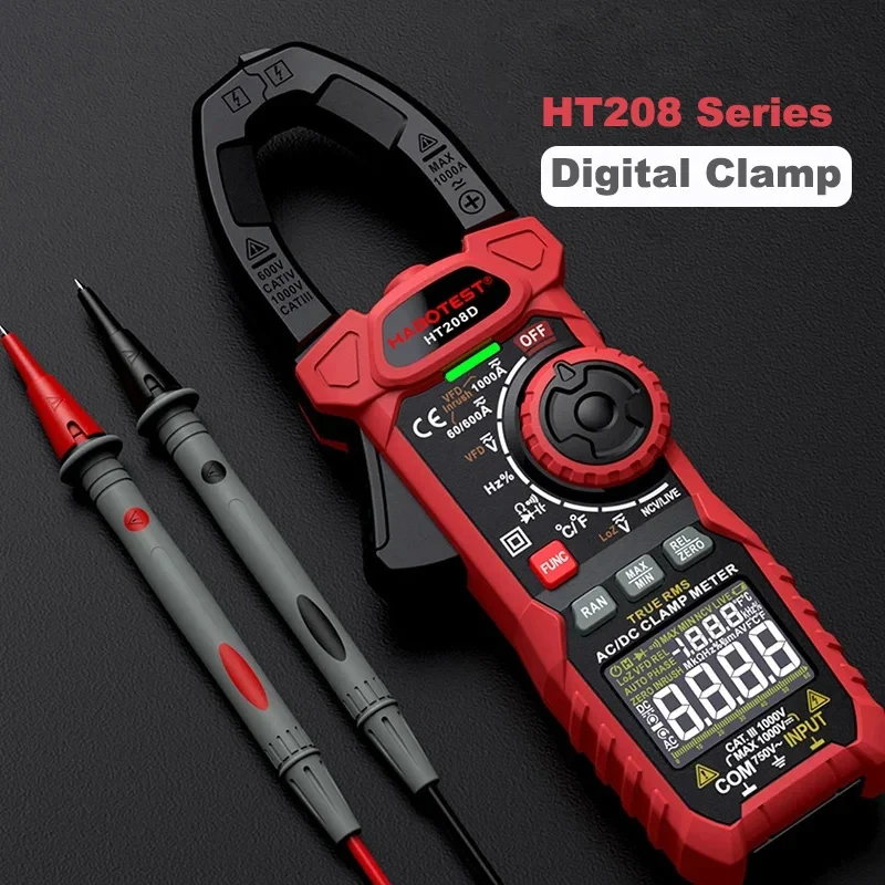 HT208 206 dijital kelepçe metre ncv\'deki 6000 sayımları True RMS yüksek hassasiyetli multimetre otomatik akım gerilim sıcaklık test cihazı