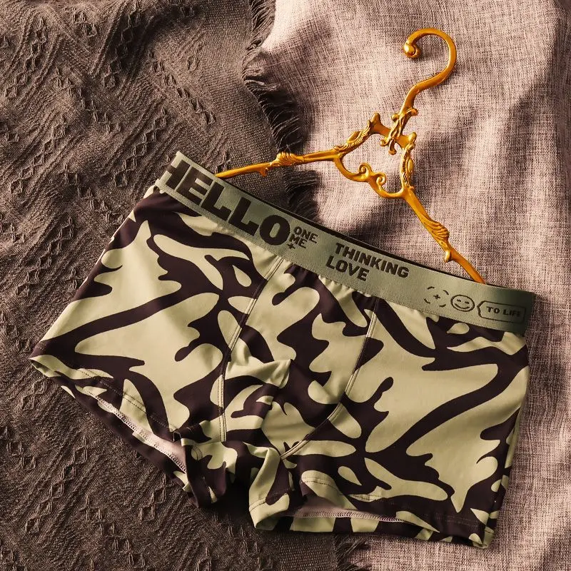 

New Men's Panties Student Pure Cotton Boxers Breathable Sports Camouflage Print Teen Fashion Boxer Shorts Large Size Underpants