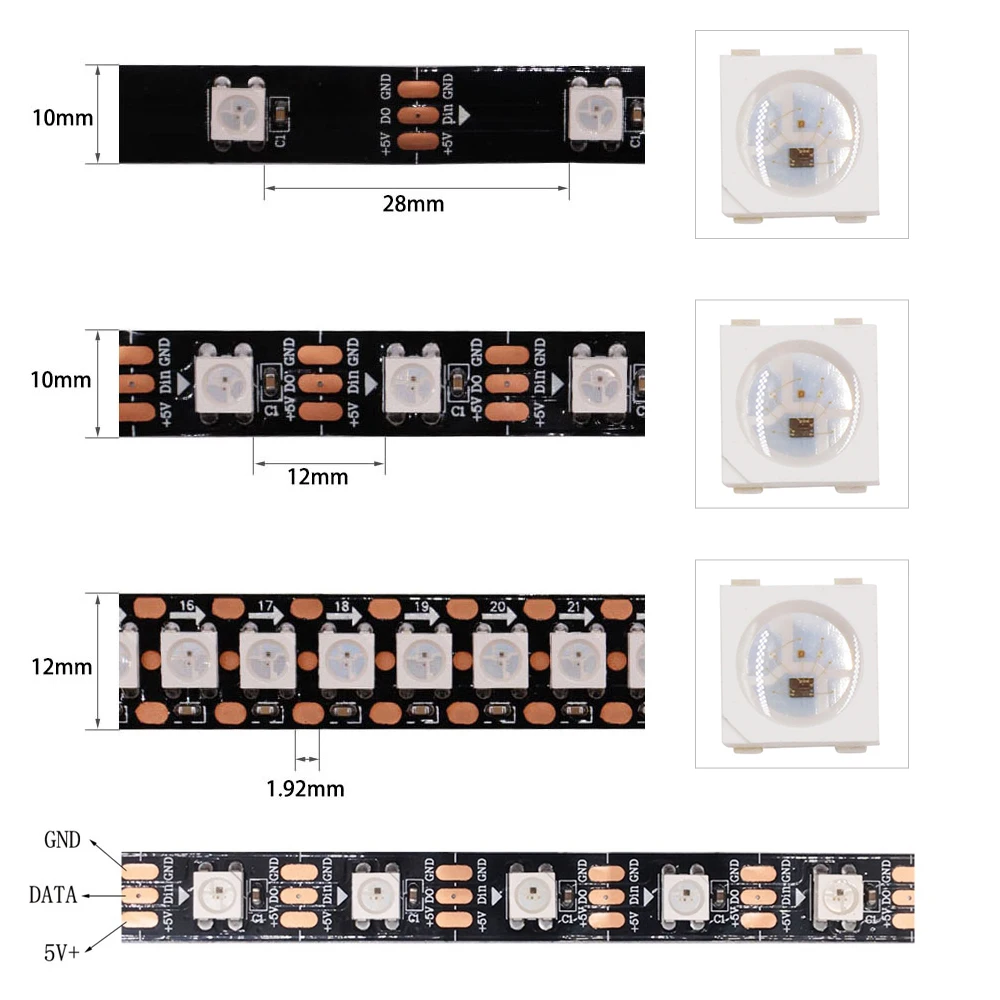 Individually Addressable SK6812 Mini 3535 5050 SMD RGB LED Chip Digital Pixel In-Built-In WS2812B LEDs DC5V SK6812MINI 3535