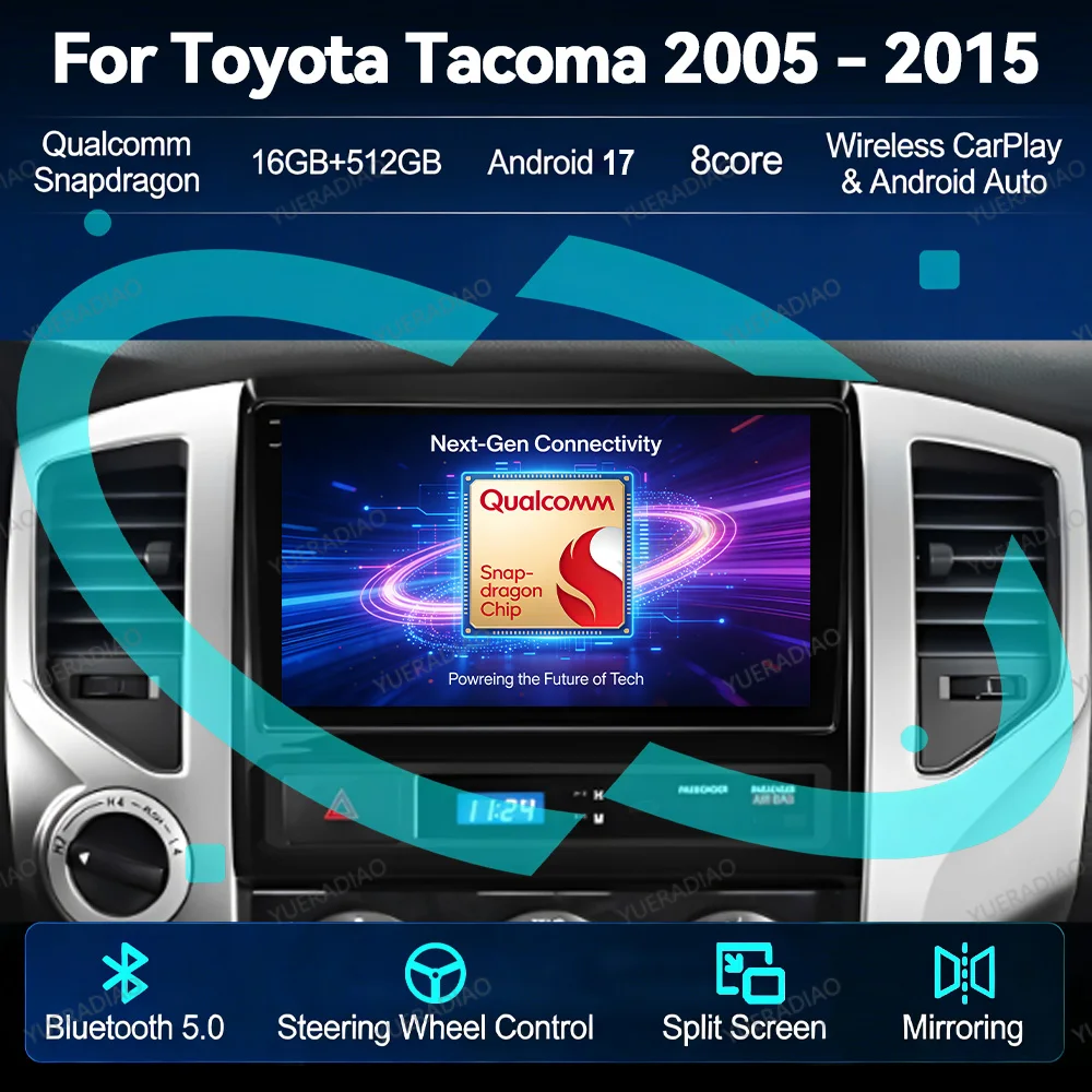 Android 17 Carplay Auto Car Radio For Toyota Tacoma 2 N200 Hilux 2005 - 2015 Multimedia Stereo Video Player Ai Voice GPS NAVI 4G