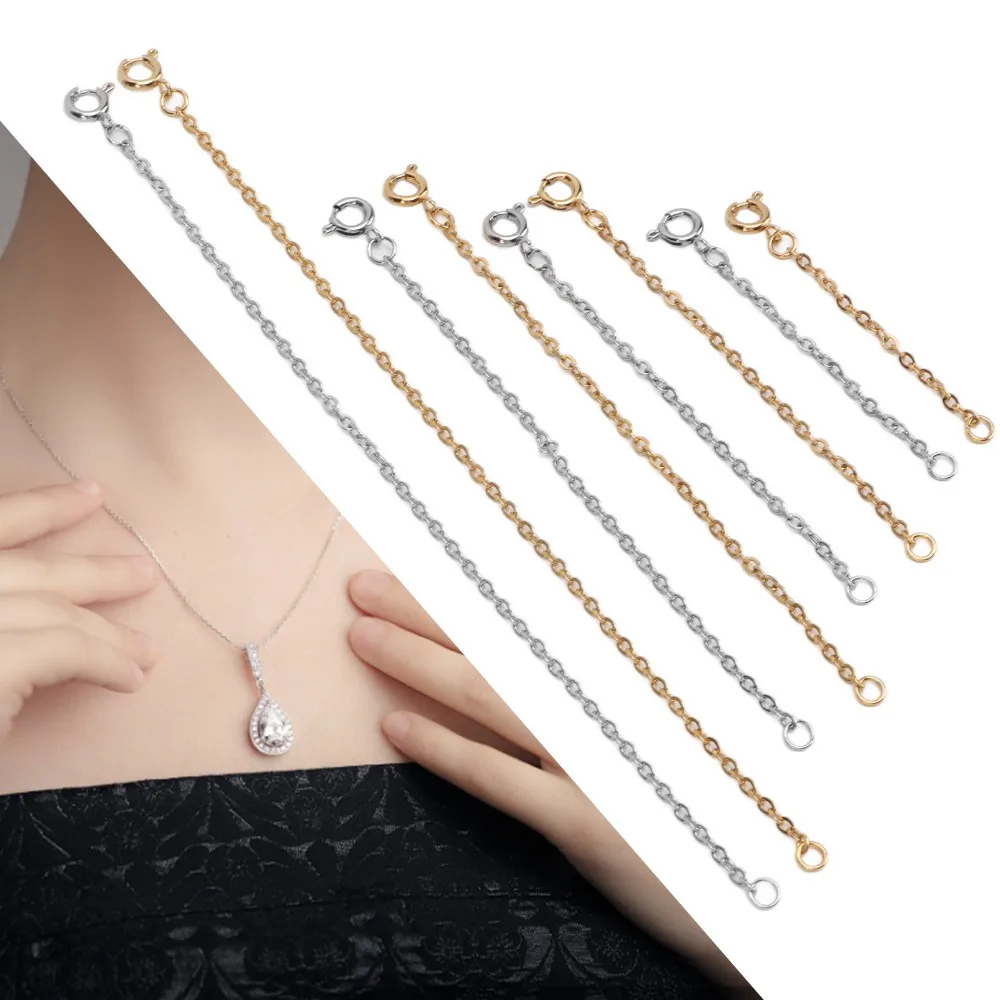 

8pcs Jewelry Tools Gold Necklace Extender Silver Stainless Steel Extension Chain Stainless Steel Chains Necklace Adjustment