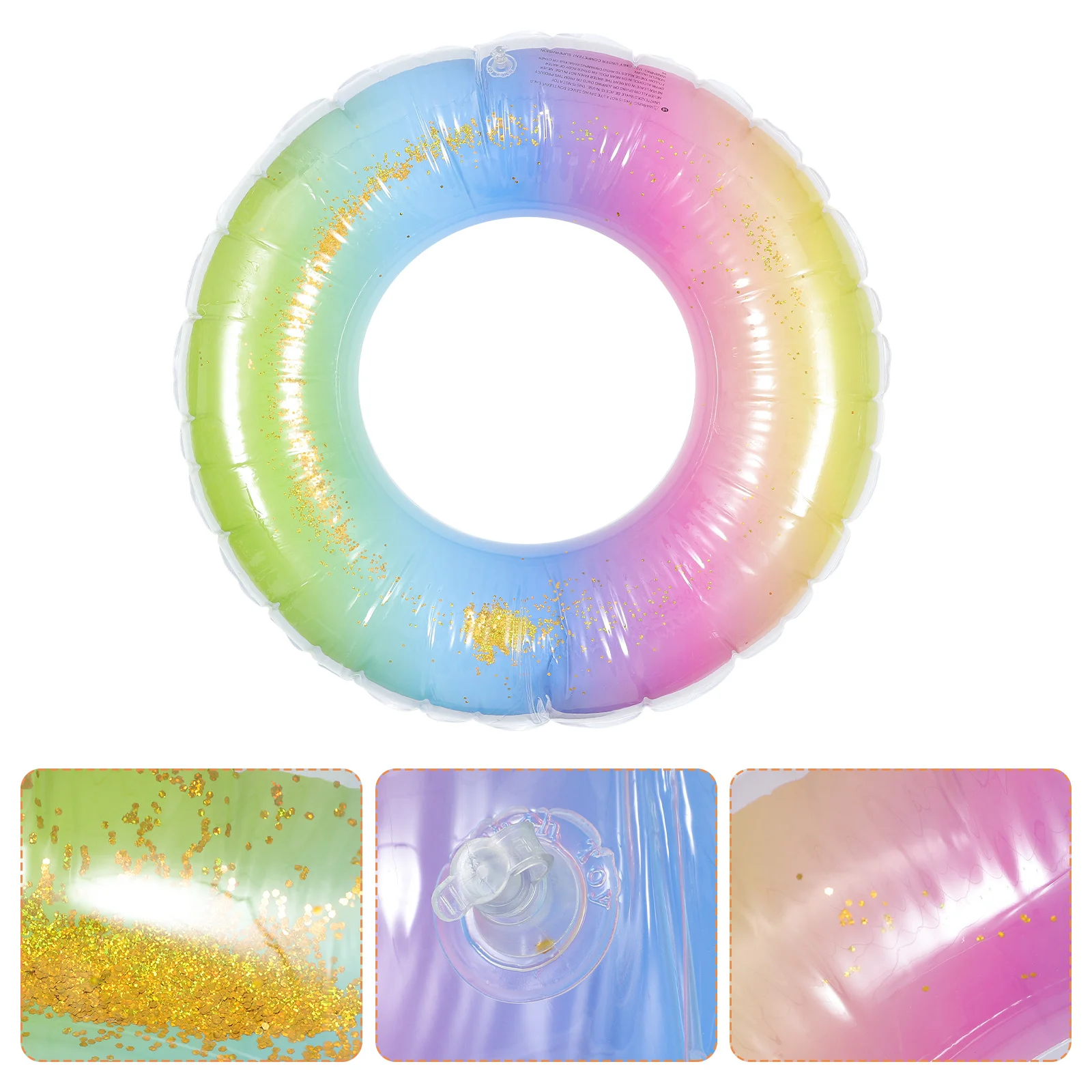 

1Pcs PVC Inflatable Sequin Swimming Ring Bright Color Glitter Floating Ring for Pool Beach Summer Water Fun Relaxation