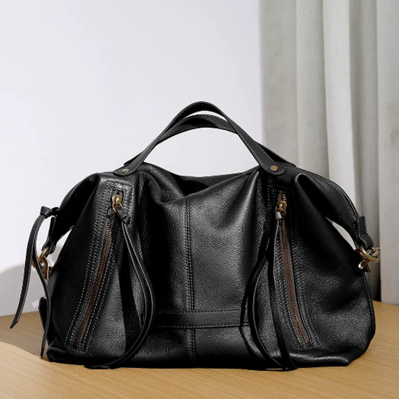 

Женская сумка из воловьей кожи для отдыха, большая вместительная сумка через плечо, сумка через плечо из натуральной кожи, повседневная сумка-тоут 2025