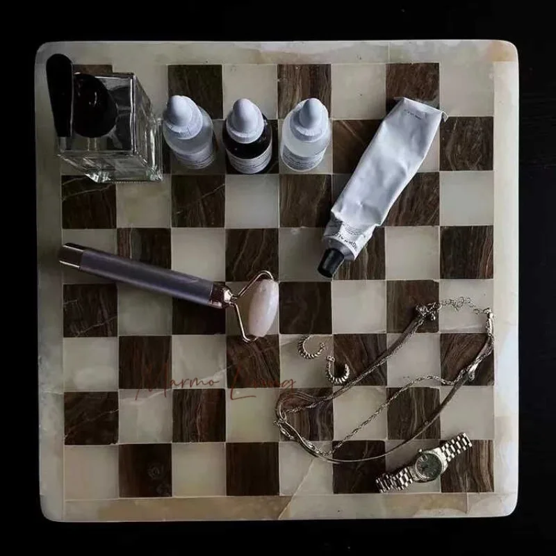 

French Surprise Wind Natural Jade Tray Mosaic Receiving Na Tray Light Luxury Aromatherapy Tray Desktop Ornament