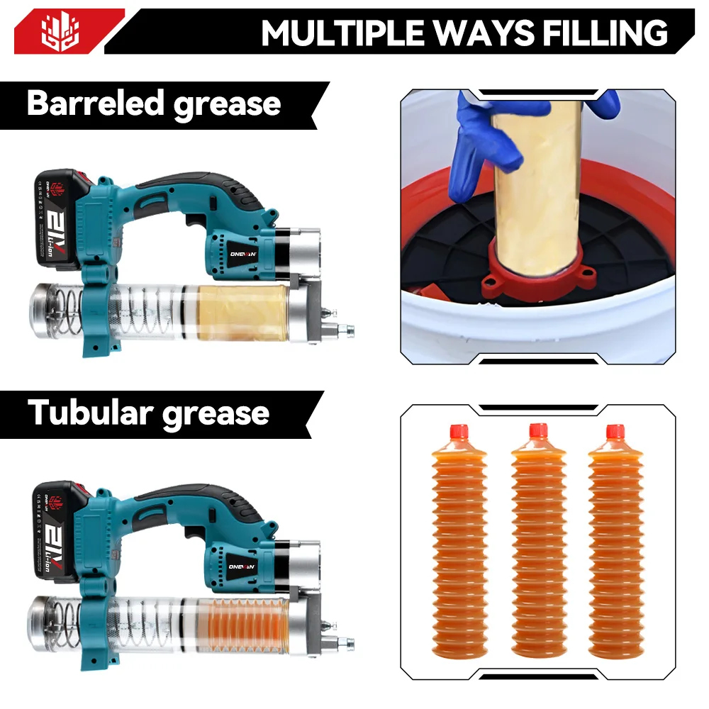 ONEVAN 10000PSL High Pressure Electric Grease Machine Cordless Rechargeable Car Lubricating Oil Tool For Makita Battery Pin