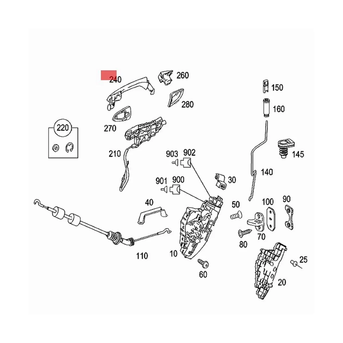 B-M A2217600970 Left Outside Door Handle for Mercedes Benz S-CLASS W221 S300 S350L S500 S600 S600 2006-2013 Exterior Puller