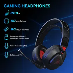 TAIDU THS318 Gaming Headset Wireless Bluetooth 5.3 With Microphone 1000mAh Headphones Gamer Choice for PC Laptop Console