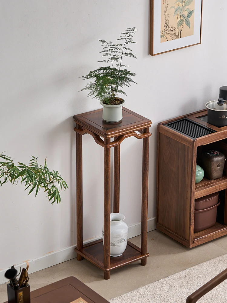 

Walnut Chinese flower stand Balcony rack Solid wood stand Flower pot stand Living room floor-to-ceiling storage flower st