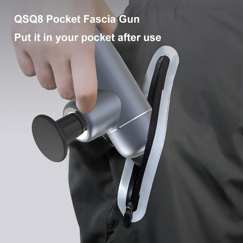Portable Mini Massage Gun Rechargeable Aluminium Alloy Fitness Fascia Gun for Body Legs Back Deep Massage With 4 Replace Head