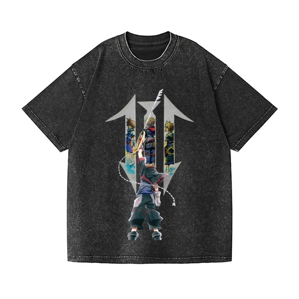 Kingdom Hearts Vintage Wash Design T-Shirt Men's Clothing Women's Clothing 100% Cotton 2026 Summer New Wash T Shirt