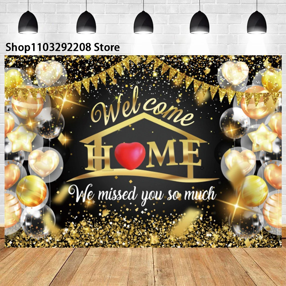 Welcome Home Theme Flower Balloon Welcome Home We Missed You So Much Background Family Reunion Party Portrait Photographic Props