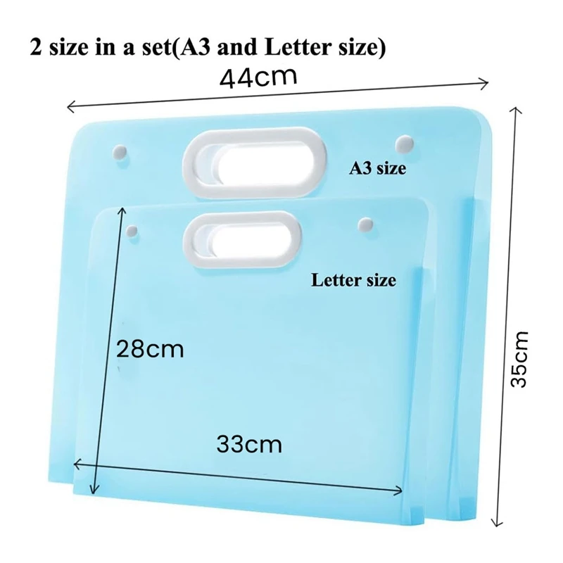 NEW-2Pcs Plastic Art Portfolio Folder Arts Storage Case For Diamond Painting, Student Drawing Container, Kids Artworks