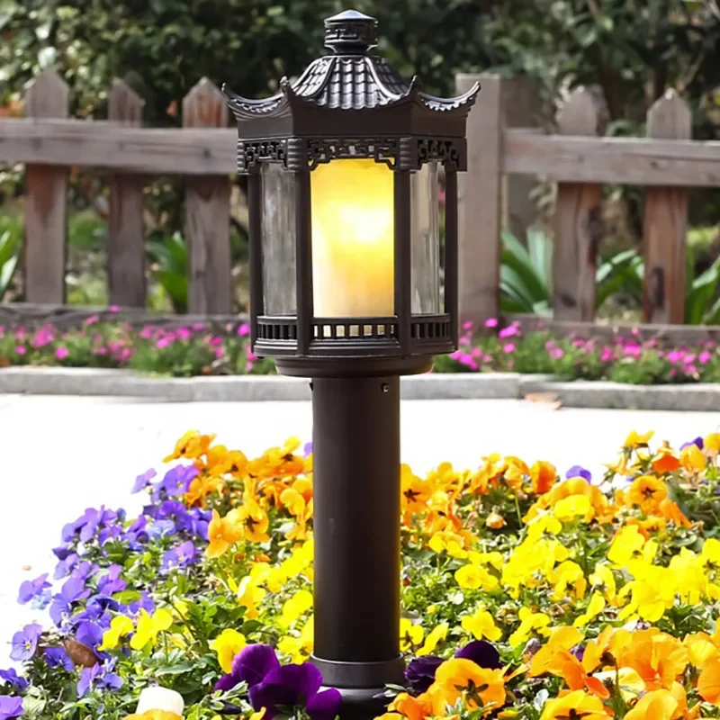 

New Chinese Style Outdoor Lawn Lamp Garden Villa Courtyard Landscape Lawn Lamp Hexagonal Pavilion Design Lawn Lamp