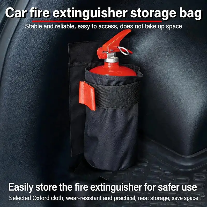 【C】Oxford Fabric Car Fire Extinguisher Organizer - Universal Trunk Storage Bag & Seat Back Holder, For Fire Extinguisher Storage