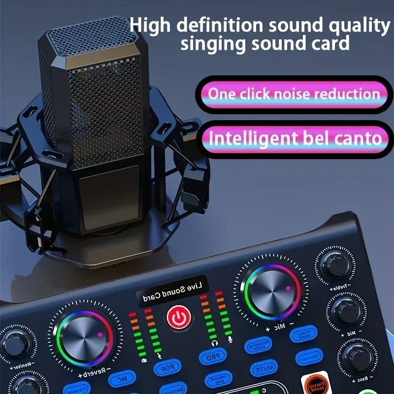 

HD X60 Sound Card English Version Professional Sound Cards Audio Mixer For Karaoke Broadcast KTV Singing Live Sound Mixer