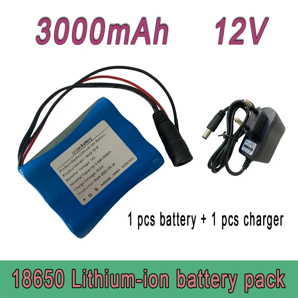 

3S1P 12V 3000mAh Battery Pack 18650 Lithium-ion Battery 12.6V Charging Battery+charger