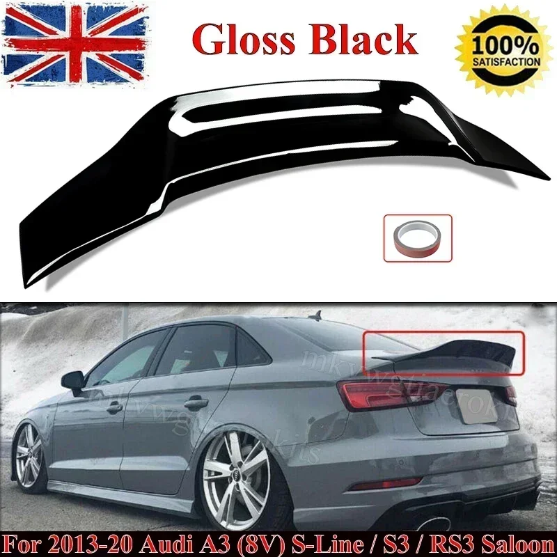 Glossy Black Duckbill Trunk Spoiler for Audi A3 S3 RS3 8V Saloon RT Style 2014-20 Car Rear Trunk Lid Lip Body Kit Spoiler Wings