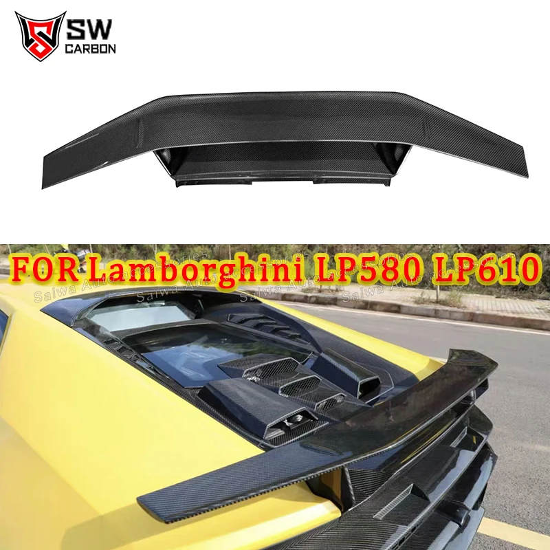 

Techart Style Carbon Fiber Rear Wing For Lamborghini LP580 LP610 Huracan Rear Trunk Lip Spoiler Wing Tail Fins Car Part Body Kit