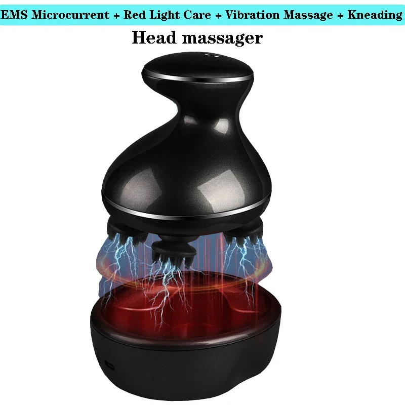 Inteligente ems microcorrente cabeça couro cabeludo massageador elétrico vibratório shiatsu dispositivo massageador corporal para alívio do estresse relaxamento do couro cabeludo