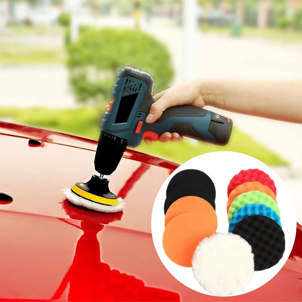 8/11/22 шт./компл. набор полировальных подушечек с резьбой 3/5/6/7 дюймов, комплект полировальных подушечек для ремонта автомобиля, полировщик автомобиля + адаптер для дрели, электроинструменты