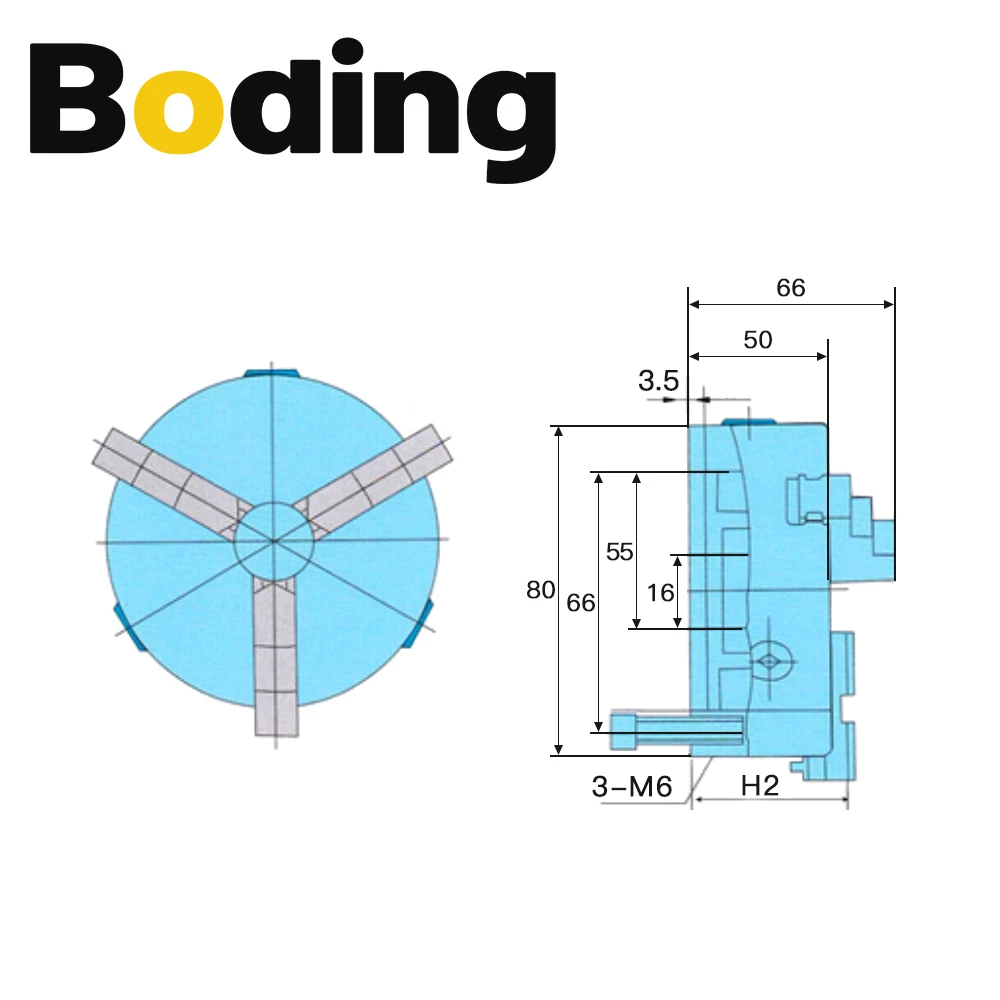 BODING 1Set K11 80mm 3Inch 3-Jaw Manual Lathe Chuck Self-Centering Chucks SANOU K11-80 Lathe Chuck With Turning Machine Tools