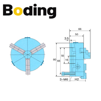 BODING 1Set K11 80mm 3Inch 3-Jaw Manual Lathe Chuck Self-Centering Chucks SANOU K11-80 Lathe Chuck With Turning Machine Tools