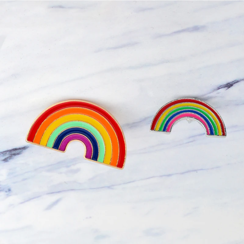 Cartoon big small rainbow Brooch DIY collocation Denim Jacket Pin Buckle Shirt Badge Fashion Birthday Gift For Friends kids