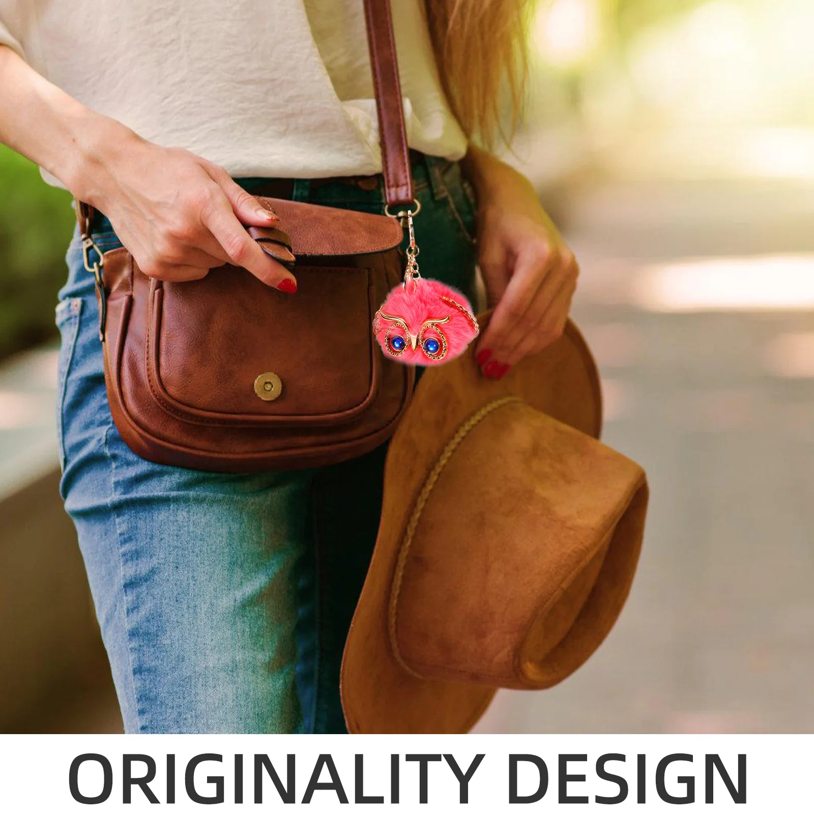 

4Pcs Owl Faux Ball Keychain Cute Lightweight Bag Hanging Decoration Purse Backpack Accessory Gifts for Girls Owl Keychain