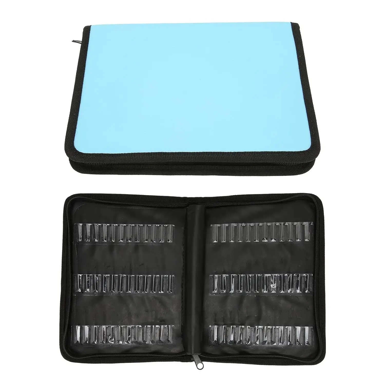 Nail Drill Bit Case Blue Storage Bag Large Capacity Dustproof Portable 24*19cm Drill Bits Holder Container for Nail Salon