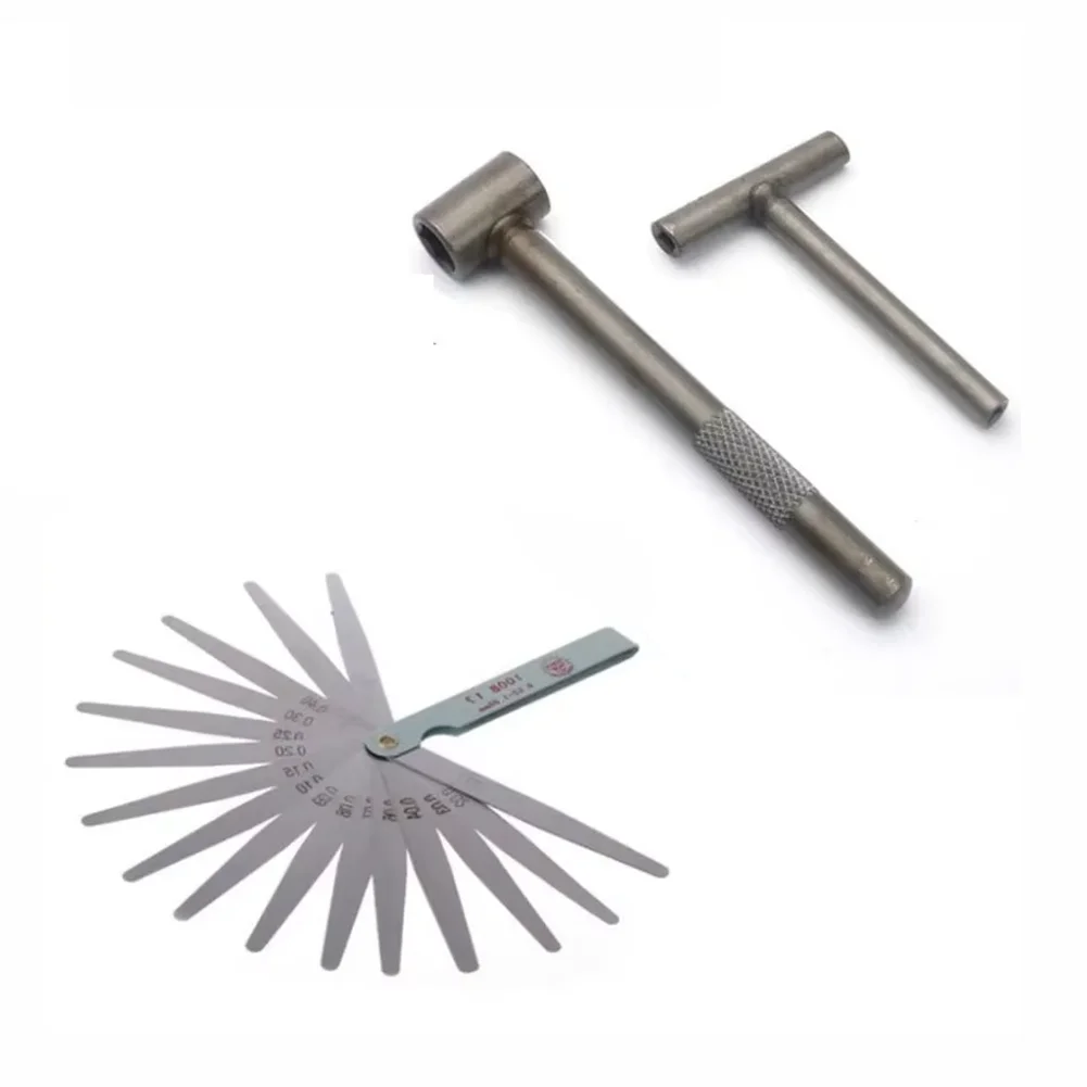 1set Motorcycle Engine Valve Adjustment Tool Set 8/9/10mm Valve Screw Wrench 0.02-1mm Feeler Gauge Stainless Steel Measure Tools