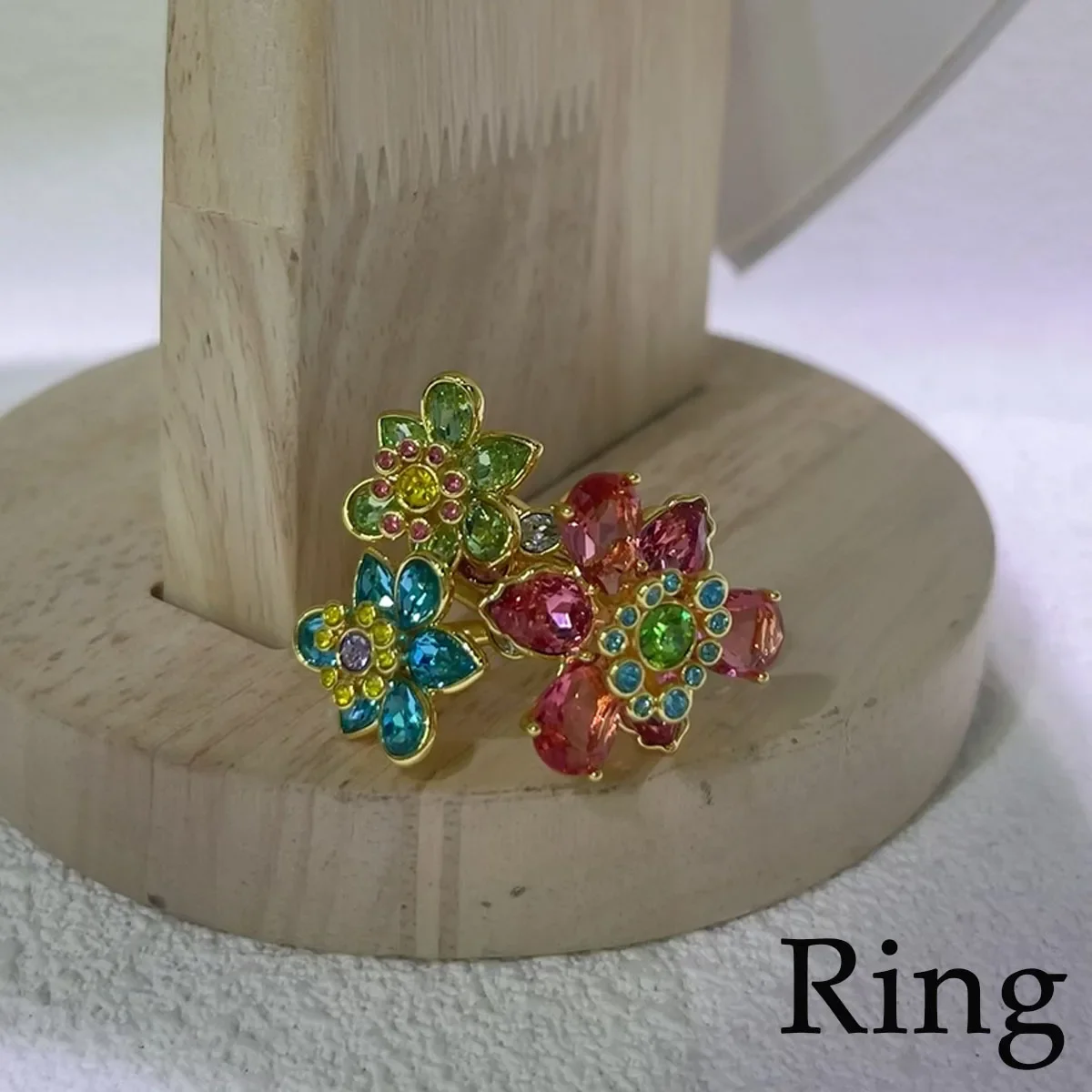 Originele sieradenset nieuwe kleur bloem kristal boetiek onregelmatige oorbel prachtige ketting ring armband huwelijkscadeau voor vrouwen - afbeelding 1