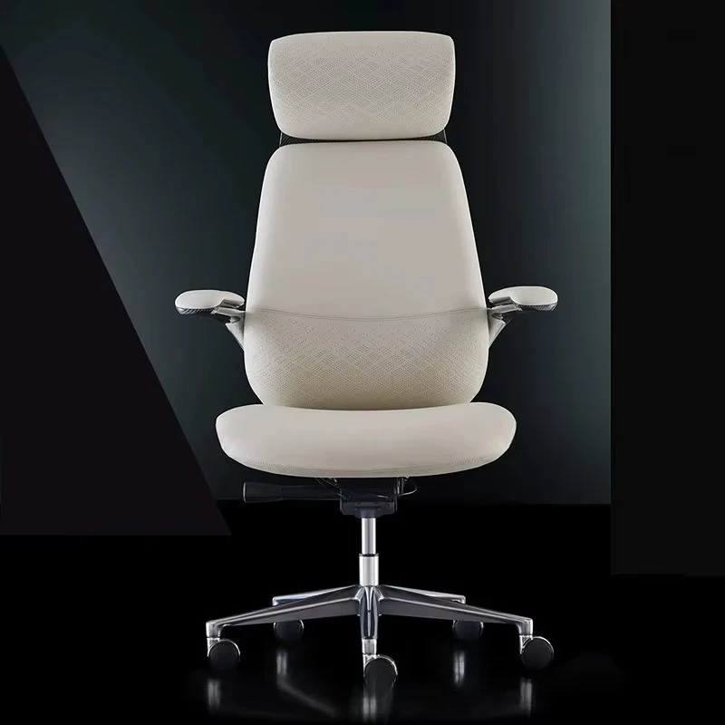 Executive Leather Office Chair, High-End Swivel Recliner with Backrest for Home Meeting, Premium Boss Seat