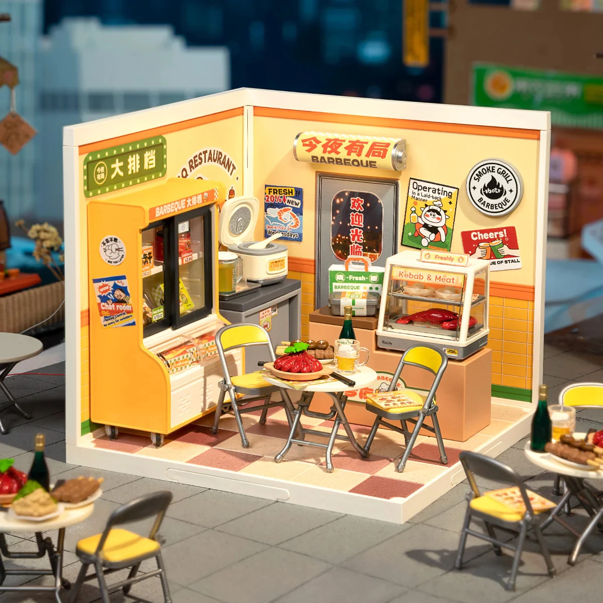 

Rolife Night Out Food Stall DIY Modern Miniature House Themed Restaurant Assembly Model Kit For Model Enthusiasts Kids Adults